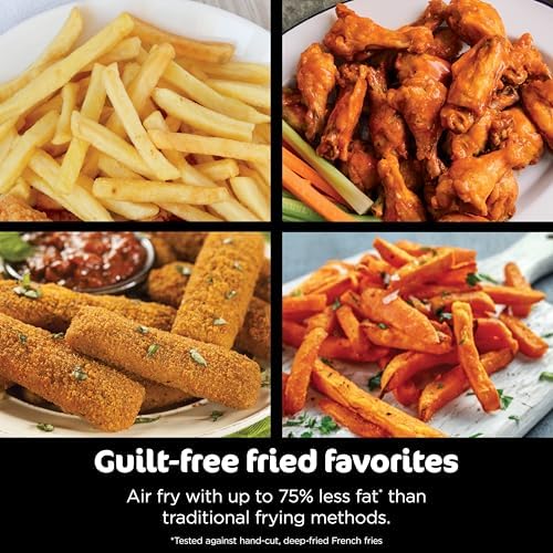 Ninja Foodi Air Fryer, 7 Qt MegaZone, 6-in-1, Black, DZ071 | Air fry, roast, broil, bake, reheat, dehydrate, 450F max, 2x3.5 Qt baskets, Smart Finish