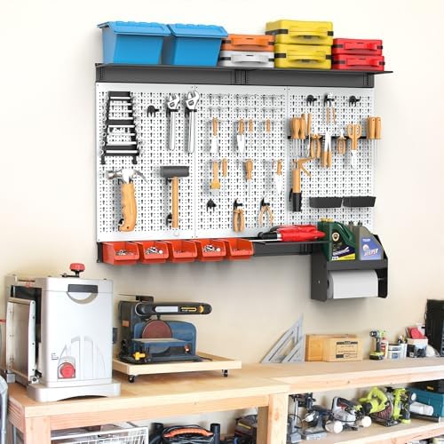 TORACK Pegboard Wall Organizer Kit 48x24 in, Garage Metal Tool Pegboard