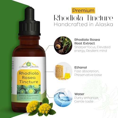 Alaskan Rhodiola Rosea Tincture – Natural Stress Support Rhodiola Supplement, Adaptogen for Energy & Mental Clarity