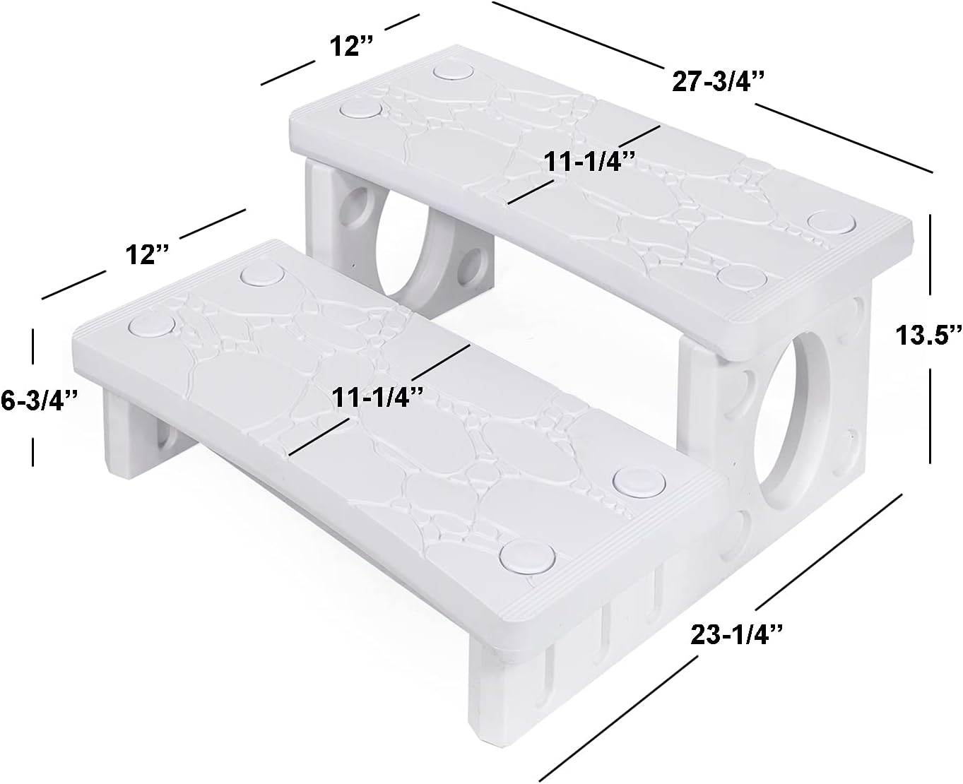 XtremepowerUS Premium Multi Purpose 2-Step Spa Hot Tub RV Campers Deck Steps Deck, Spa, Hot Tub, Bathtub, Swimming Pool Sided Step Non-Slip Steps for Outdoor/Indoor (Gray)