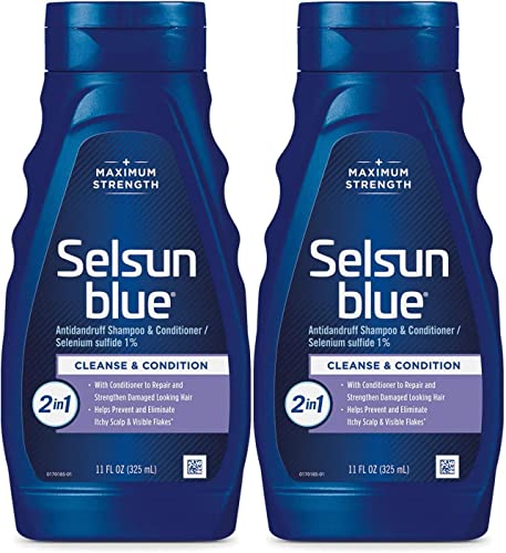 Selsun Blue 2-in-1 Antidandruff Shampoo & Conditioner, Maximum Strength 2-in-1 Treatment With Selenium Sulfide, 11 fl. oz.