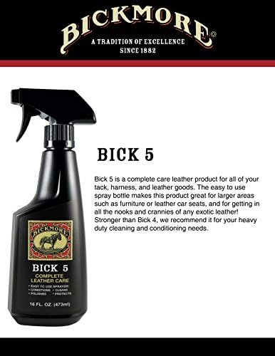 Bick 5 Leather Cleaner Conditioner Spray 16 fl oz, For All Leather Goods, USA Made | One-step clean and condition for all leather goods. Made in USA.