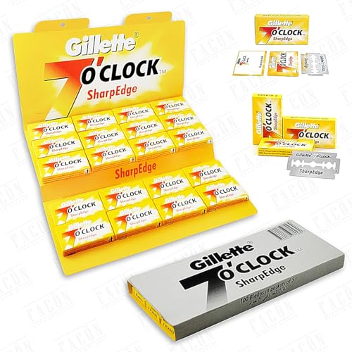 100 7 O'clock SharpEdge Superior Premium Platinum Double Edge Safety Razor Blades - 200+ shaves
