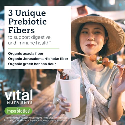 Hyperbiotics Vital Nutrients Organic Prebiotic Fiber Powder | Supports Gut Health and Digestive Regularity | Soluble Fiber Supplement for Women and