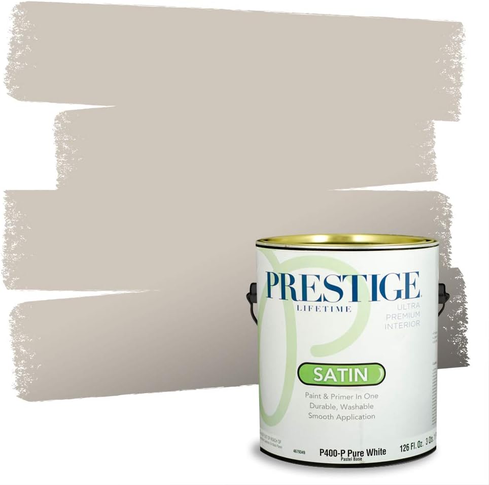 PRESTIGE Paints Exterior Paint and Primer In One, 1-Gallon, Flat, Comparable Match of Sherwin Williams* Grizzle Gray*