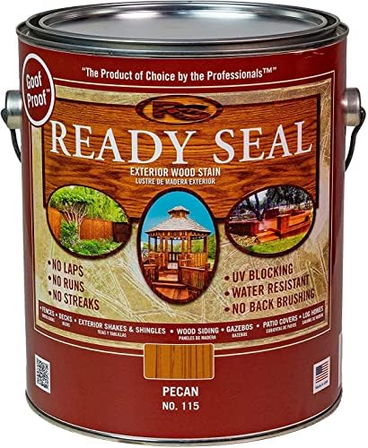 Ready Seal Stain & Sealer for Wood, Outdoor Deck and Fence - All-in-One Exterior Wood Stain and Waterproofing Sealant – Easy to Apply, No Back Brushing Needed, with UV Protection - 1 Gallon, Pecan