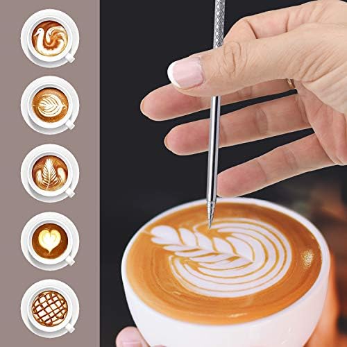 Stainless Steel Espresso Milk Frothing Pitcher - 12OZ/350ML Coffee Milk Frother Cup with Decorating Art Pen for Espresso Machine, Latte Art