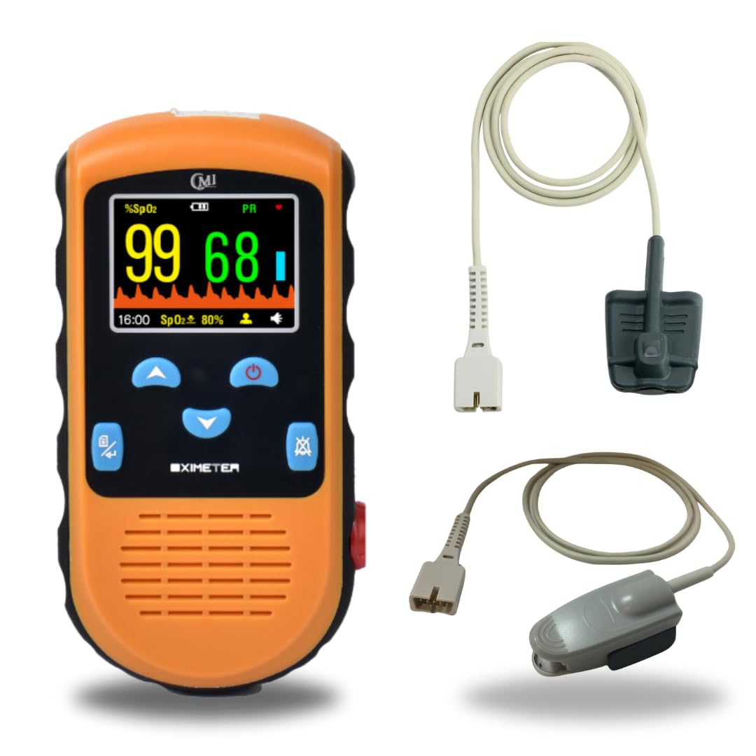 Rechargeable Finger Pulse Oximeter for Adults, Continuous SpO2 & Pulse Rate Readings, Spot Check Mode, Adjustable Alerts, Ideal for Sports