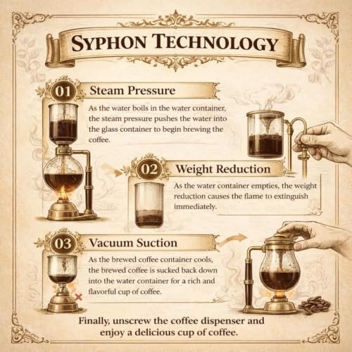 Nispira Belgium Royal Family Balance Syphon Unique Gravity Vintage Coffee Maker Vacuum Brewing System Gold 500 ml