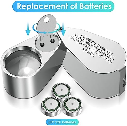 Leffis 40X Jewelers Loupe Magnifier LED/UV Illuminated Magnifying Glasses