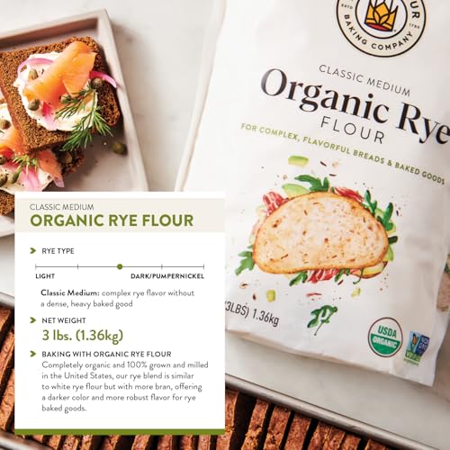 King Arthur Organic Medium Rye Flour - 3 lbs for Complex Flavorful Breads & Baked Goods - 100% US Grown & Milled - Non-GMO Project Verified - Robust