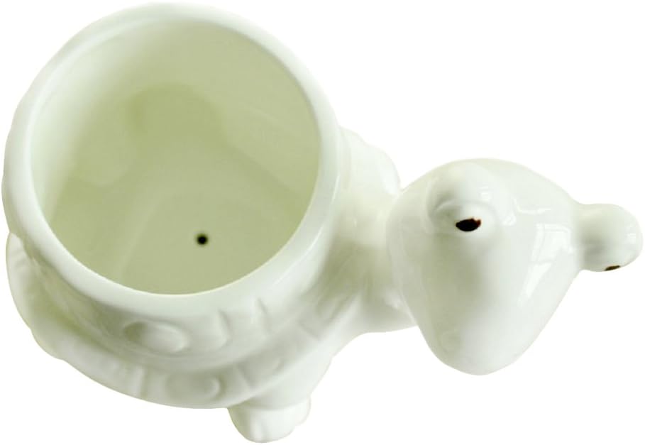GeLive White Cow Succulent Pot, Small Ceramic Animal Planter with Drainage Hole & Saucer for Cactus, Mini Air Plants, Pencil Holder Brush Organizer, Indoor Home Office Desk Decor, Funny Gift
