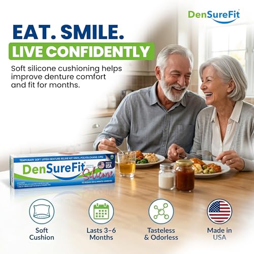 DenSureFit Upper Denture Reline Kit, Soft Silicone Liner