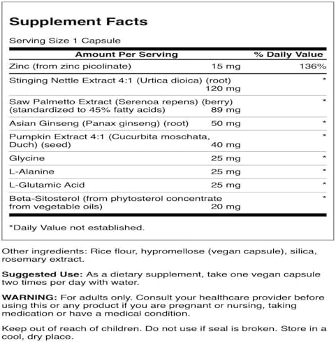 Swanson Prostate Essentials - Mineral and Herbal Supplement Promoting Prostate Health Support - Zinc andSaw Palmetto Formula Aiding Urinary Tract