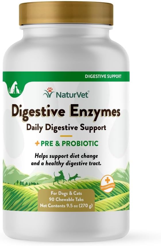 NaturVet Digestive Enzymes with Pre & Probiotic for Dogs & Cats - 8 oz | Supports Diet Changes & a Healthy Digestive Tract with Prebiotics, Powder