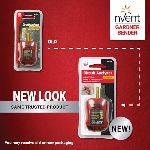 Gardner Bender GFI-3501 Ground Fault Receptacle Tester & Circuit Analyzer, 110-125V AC, for GFCI / Standard / Extension Cords & More, 7 Visual LED Tests , Red | 110-125V AC Receptacle Tester w/ 3 LED Lights Indicating 7 Wiring Conditions, Tests GFCI & Ou…