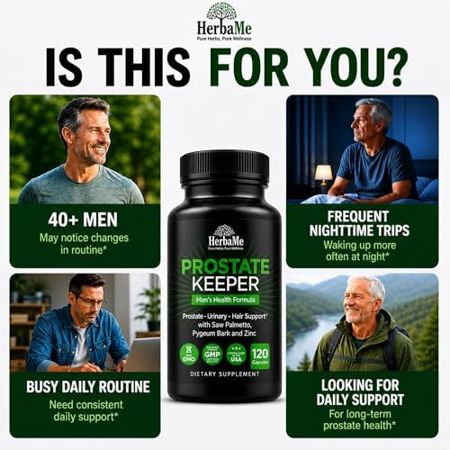 Prostate Health Supplement for Men & Urinary Support, 120 Capsules | Saw Palmetto, Pygeum Bark & Zinc for Healthy Urinary Flow, Bladder Comfort