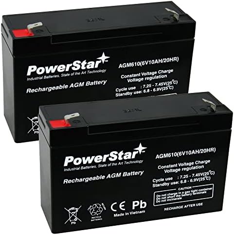 PowerStar2 Pack - 6V 10Ah UB6120 UPS Battery Replaces 10ah Enduring 3FM10 T2, 3-FM-10