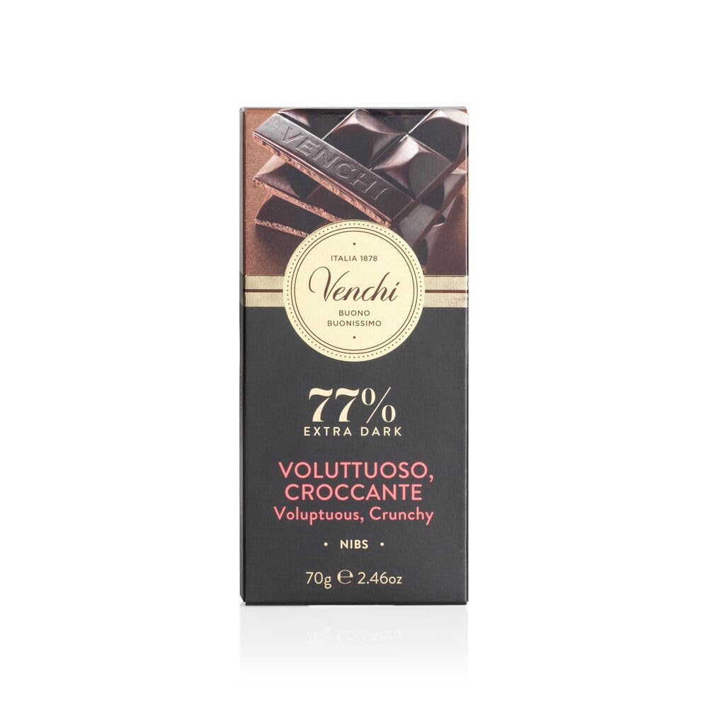 Venchi - Barrel-Aged 80% Extra Dark Chocolate Bar, 2.46 oz - Made from Select Cocoa Blends - Gluten Free - Vegan