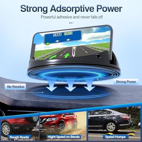 Loncaster Car Phone Holder, Car Phone Mount Silicone Car Pad Mat for Various Dashboards, Slip Free Desk Phone Stand Compatible with iPhone, Samsung, Android Smartphones, GPS Devices and More, Black