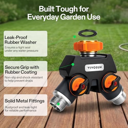 VIVOSUN Garden Hose Splitter 4 Way, Heavy Duty Water Hose Connector 3/4", Water Hose Manifold