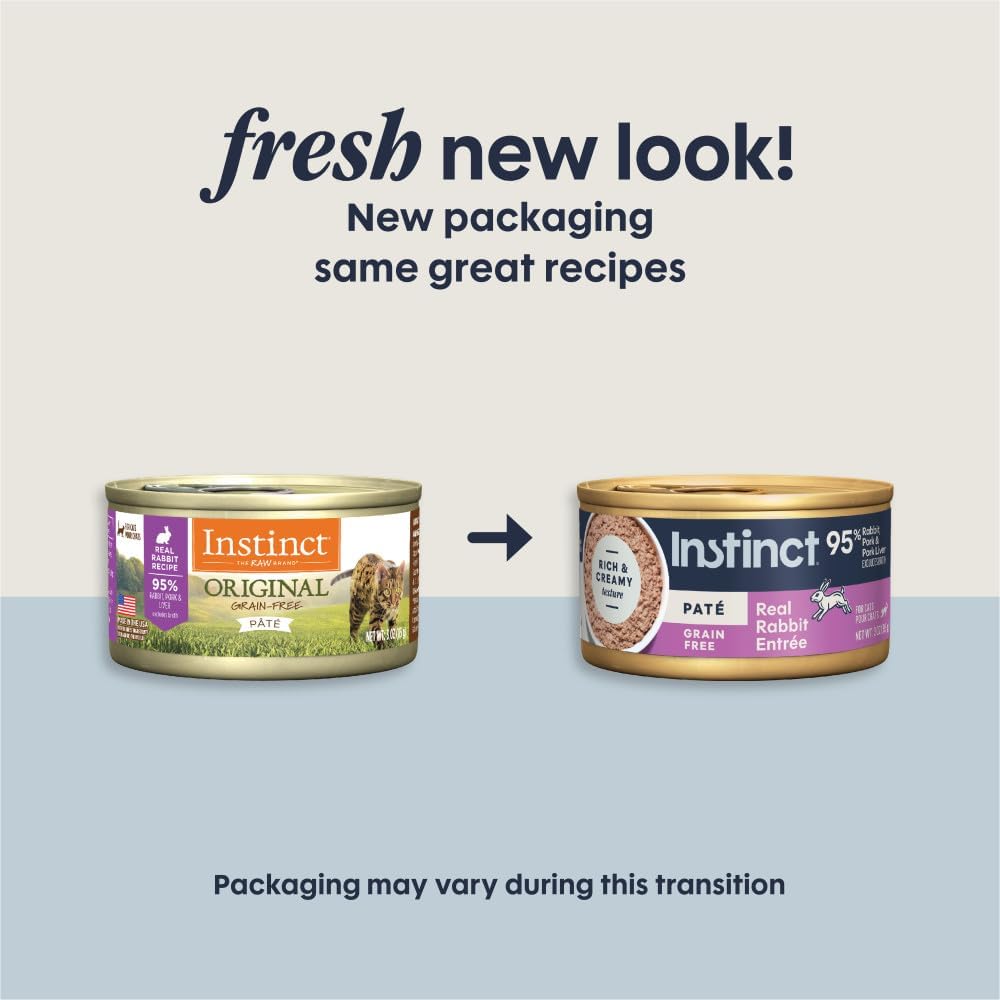 Instinct Original Grain Free Real Rabbit Recipe Natural Wet Canned Cat Food, 3 oz. Cans (Case of 24) | Rich & creamy pate texture, high protein, real rabbit, whole-food ingredients, grain-free, hydration support