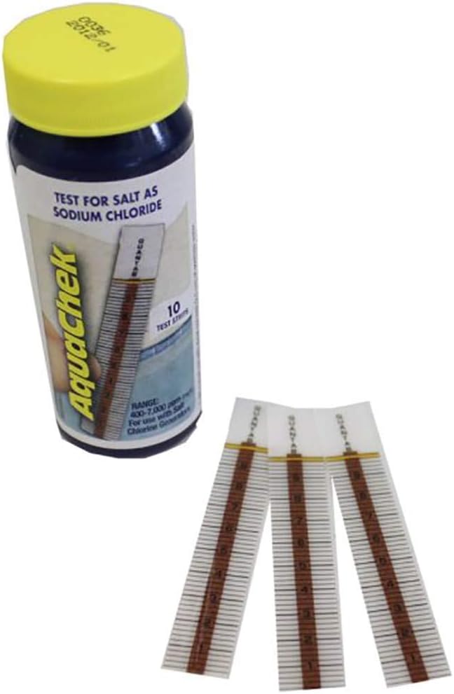 AquaChek Salt Test Strip Titrators for Pools - Salt Water Pool Test Strips for Sodium Chloride - Quick and Accurate Results - Professional Water Quality Testing Kit (10 Strips)