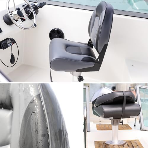 NORTHCAPTAIN Deluxe A Pair of Marine High Back Folding Boat Chair Fishing Boat Seat, for Fishing, Bass/Jon/Pontoon Boat Chairs