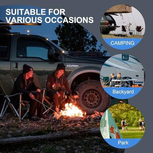 Lightweight Folding Hard Arm Camping Chair,Mesh Back,Heavy Duty,Padded Backpack Camp Chair w/Cup Holder,Cooler Bag for Adults Garden Parties,Grey