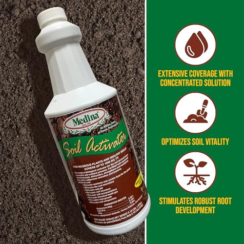 Medina Liquid Soil Activator, Liquid Fertilizer, 1 Quart | Indoor & Outdoor Plants, Promotes Root Growth, Balances Soil Compaction