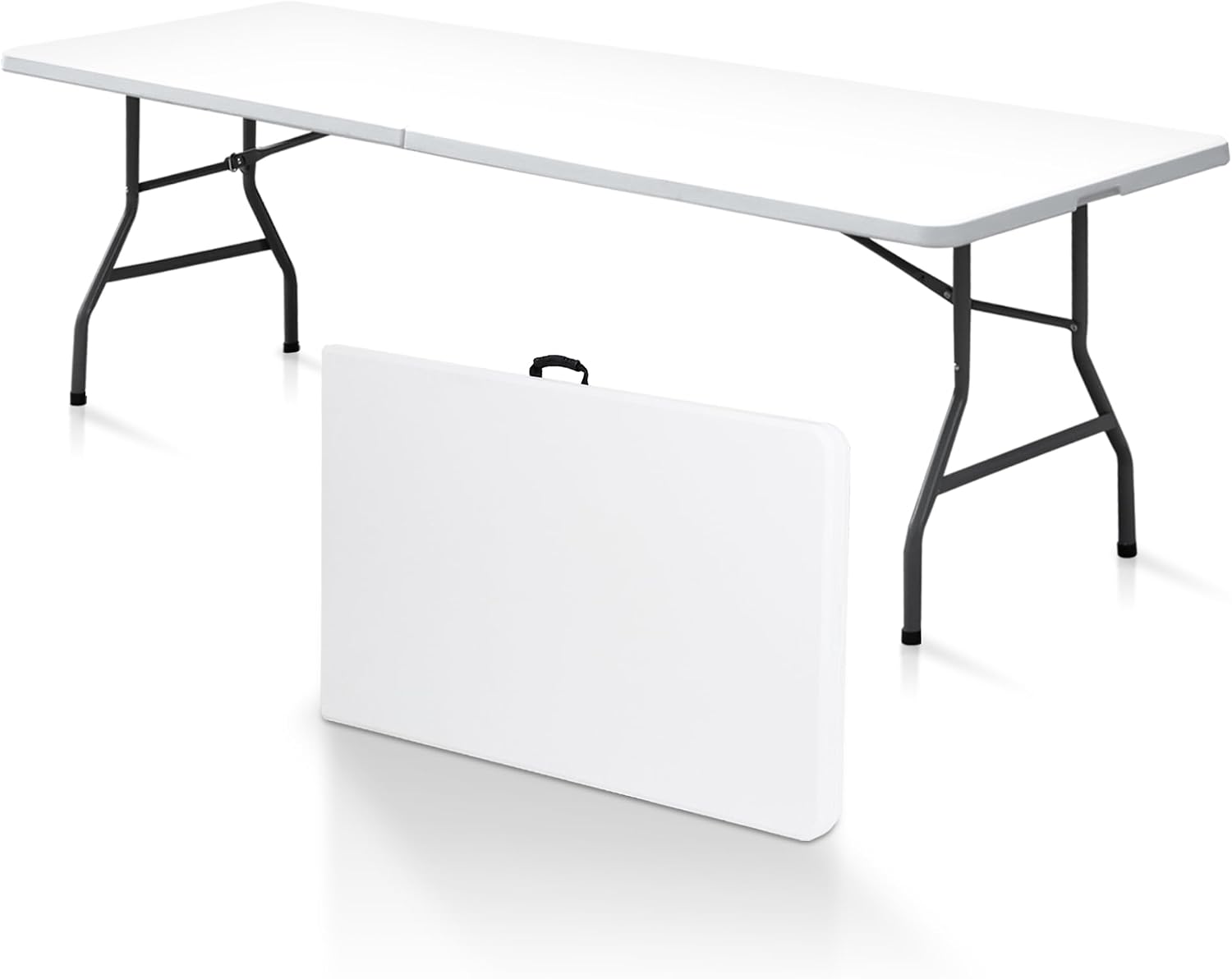 SUPER DEAL 6FT Folding Table for Indoor Outdoor, Portable Heavy Duty Fold-in-Half Plastic Dining Picnic Party Camping Table with Carrying Handle