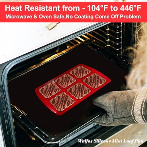 Walfos Silicone Muffin Pan - 6 Cup Non-Stick Silicone Cupcake Pan, Just Release! Food Grade and BPA Free Baking Cups, Perfect for Egg Muffin, Cupcake