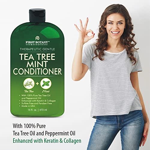 First Botany Tea Tree Mint Shampoo & Conditioner for Men & Women - Pure Tea Tree & Peppermint Oil - Fights Hair Loss, Dandruff, Lice & Itchy Scalp