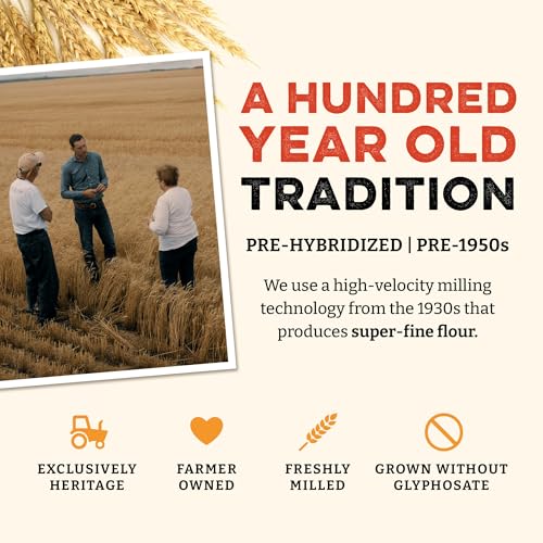 Sunrise Flour Mill Heritage Organic Bread Flour Blend - 5 lbs | Organic Unbleached Bread Flour Easy to Digest with Less Bloating | High Protein