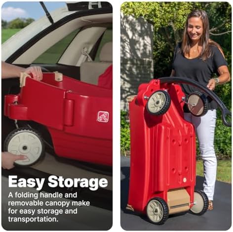 Step2 All Around Canopy Wagon, Kids Ride On Toy, Stroller Substitute, Includes Seat Belts, Made of Durable Plastic, Max Weight 75 lbs.