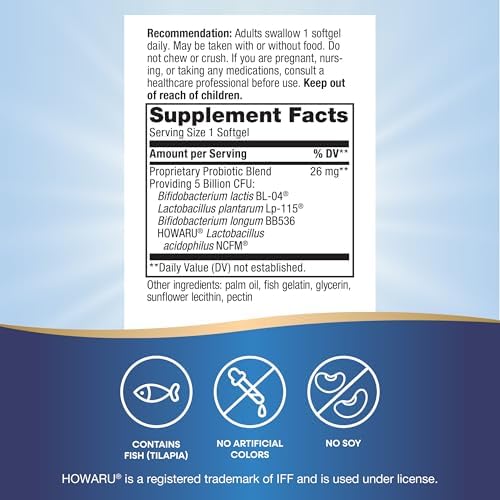 Nature's Way Probiotic Pearls Max Potency Softgels, 5 Billion CFU, 30 ct | Daily Probiotic for Women and Men, Supports Digestive, Immune