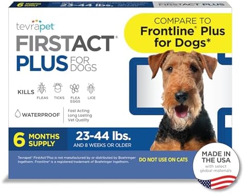 FirstAct Plus Flea Treatment for Dogs, Medium Dogs 23-44 lbs, 3 Doses, Same Active Ingredients as Frontline Plus Flea and Tick Prevention for Dogs
