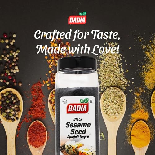 Badia Black Sesame Seed, 16 oz – Whole Black Sesame Seeds for Cooking, Baking & Garnishing – Rich, Nutty & Crunchy Flavor