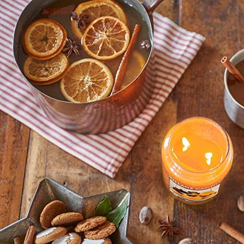Village Candle Spiced Vanilla Apple, Large Glass Apothecary Jar Scented Candle, 21.25 oz, Ivory