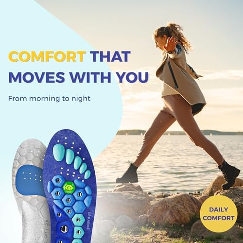 Akusoli Velumi Insoles for Woman, Shoe Insert S/M Women 5–10 Men 5.5–8 | Magnetic High Arch Support Inserts for Flat Feet
