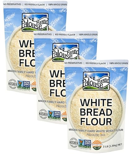 Palouse Brand Certified Glyphosate Residue Free Bread Flour | 3 LBS | Whole Grain | Stone Ground | Non-GMO | 100% Non-Irradiated | Kosher | USA Grown | Field Traced | Resealable Bag