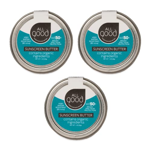 All Good Sunscreen - Zinc Oxide Sunscreen - Travel Size SPF 50+, Water Resistant for Face, Nose, Ears 1 oz (2-pack)
