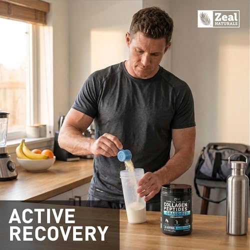Zeal Naturals Hydrolyzed Collagen Peptides Powder, 10g Protein | Grass-Fed Collagen for Women & Men | Essential Amino Acids | Hair, Skin, Nails
