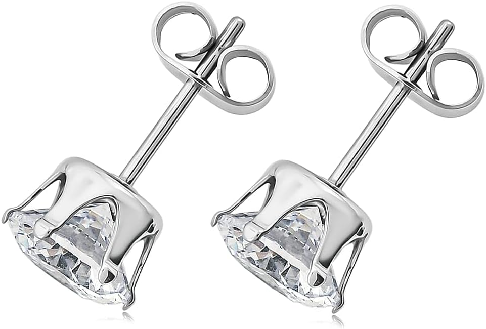 2 Piece Set Crystal Solitaire Earrings Pendant Necklace 18 Inches in Steel