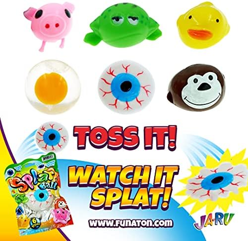 JA-RU Splat Ball - Squishy Stress Balls (6 Assorted Pack) Emoji-Squishy Ball Fidget Pack for Kids and Adults. Party Favor Classroom Treasure Box