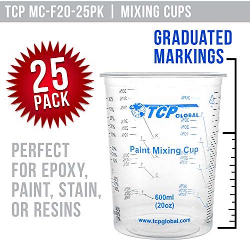 TCP Global 20 oz. (600ml) Graduated Plastic Mixing Cups - Box of 50
