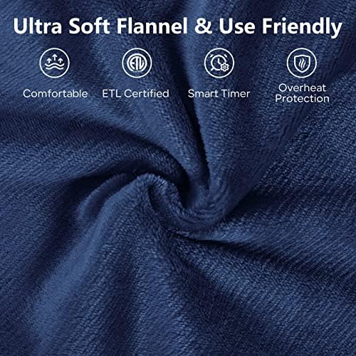 PROALLER Electric Heated Blanket Queen Size with 6 Levels & 8h Auto Off, Ultra Soft Flannel Full Body Heating Blanket, Machine Washable, Warm Gray, 84" x 90"