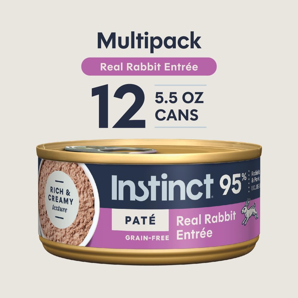 Instinct Original Grain Free Real Rabbit Recipe Natural Wet Canned Cat Food, 3 oz. Cans (Case of 24) | Rich & creamy pate texture, high protein, real rabbit, whole-food ingredients, grain-free, hydration support