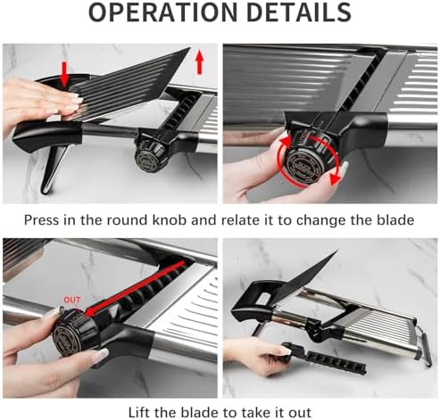 VEKAYA Mandoline Slicer, Mandoline Slicer for Kitchen, Adjustable Mandolin, Stainless Steel Mandoline, Vegetable Slicer, Potato, Onion, Cucumber