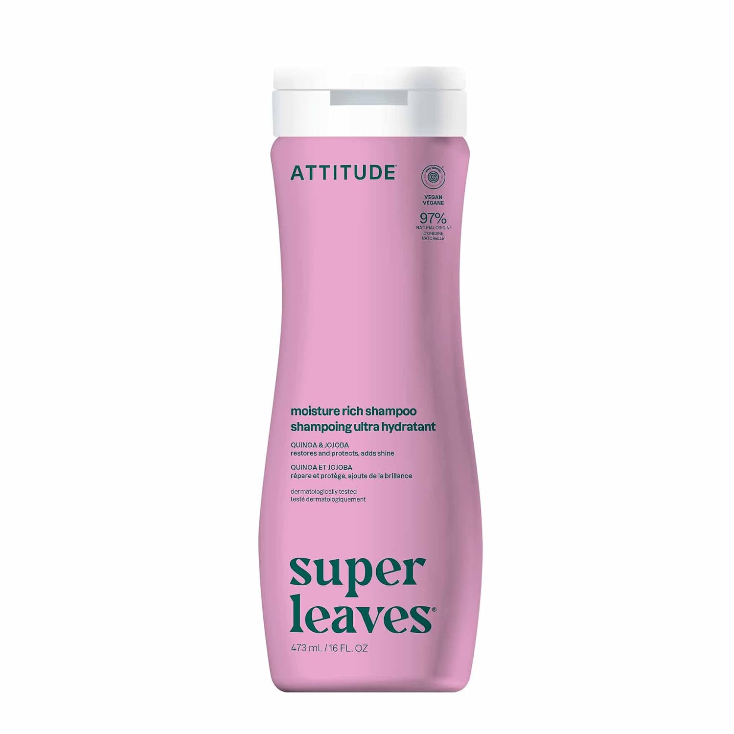 ATTITUDE Clarifying Hair Shampoo, EWG Verified, Restores Shine, Naturally Derived Ingredients, Vegan and Plant Based, Lemon Leaves and White Tea, 16 Fl Oz